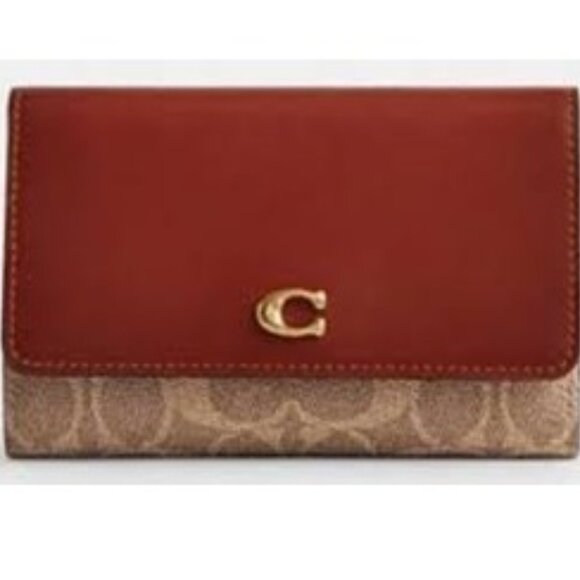 PRICE DROP ✅ Coach Essential Medium Flap Wallet Leather / Logo Canvas CP026 ✨NWT - Picture 7 of 13